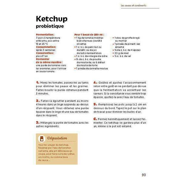 Recette ketchup du livre Aliments fermenté aliments santé Marie-Claire Frédéric
