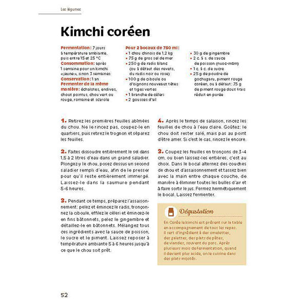 Recette kimchi livre Aliments fermenté aliments santé Marie-Claire Frédéric